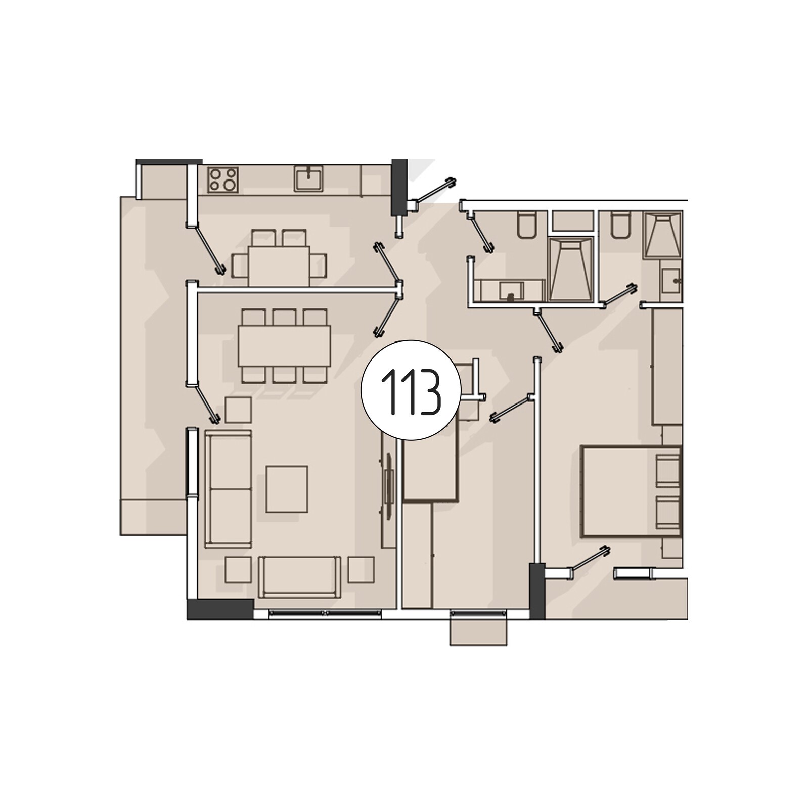 3-комнатная квартира, 80 м² — планировка