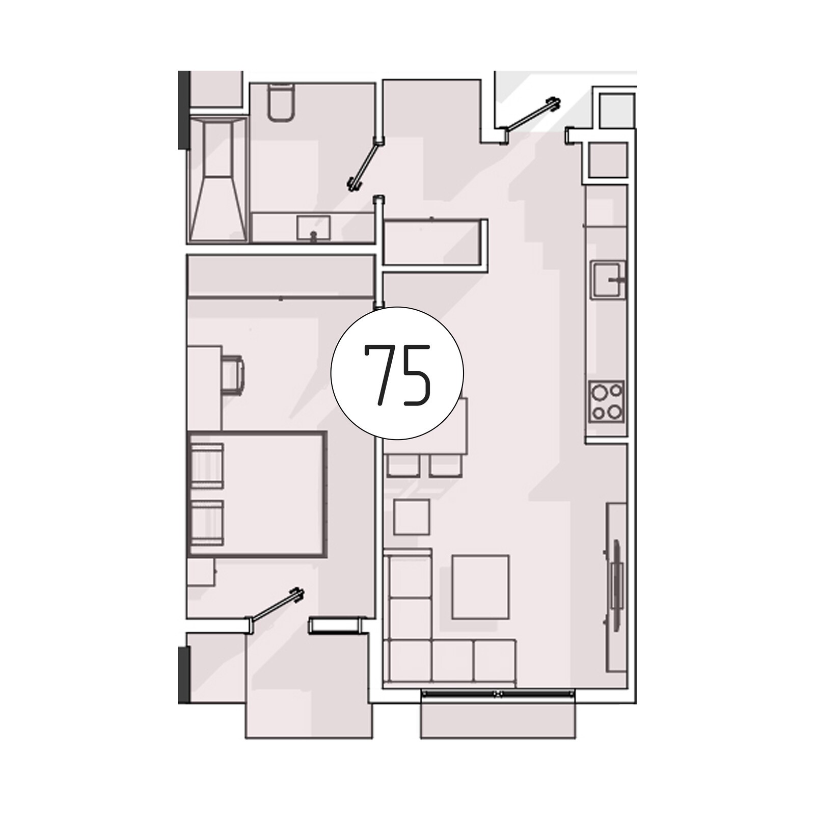 2-комнатная квартира, 49.7 м² — планировка