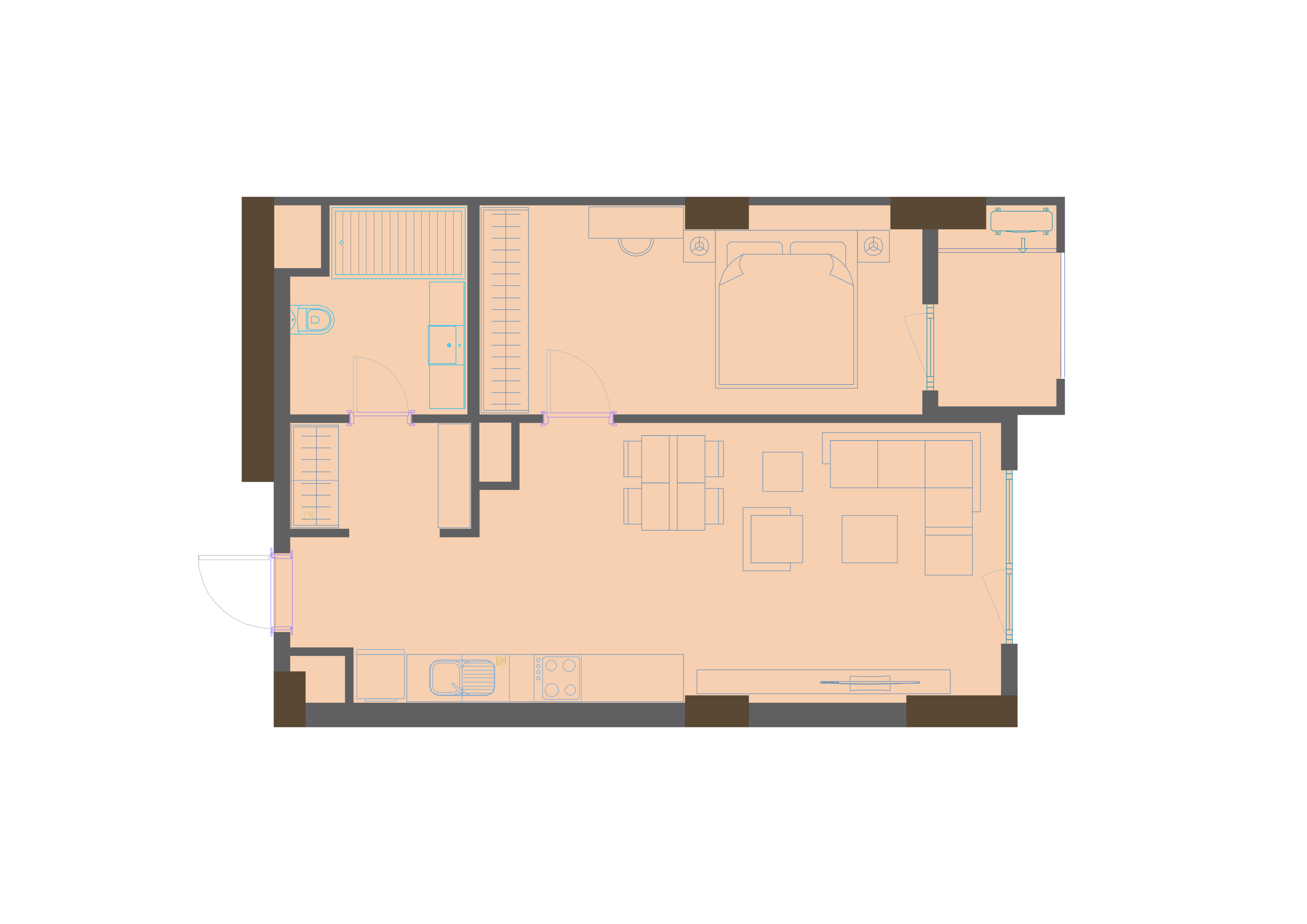 2-комнатная квартира, 54.8 м² — планировка