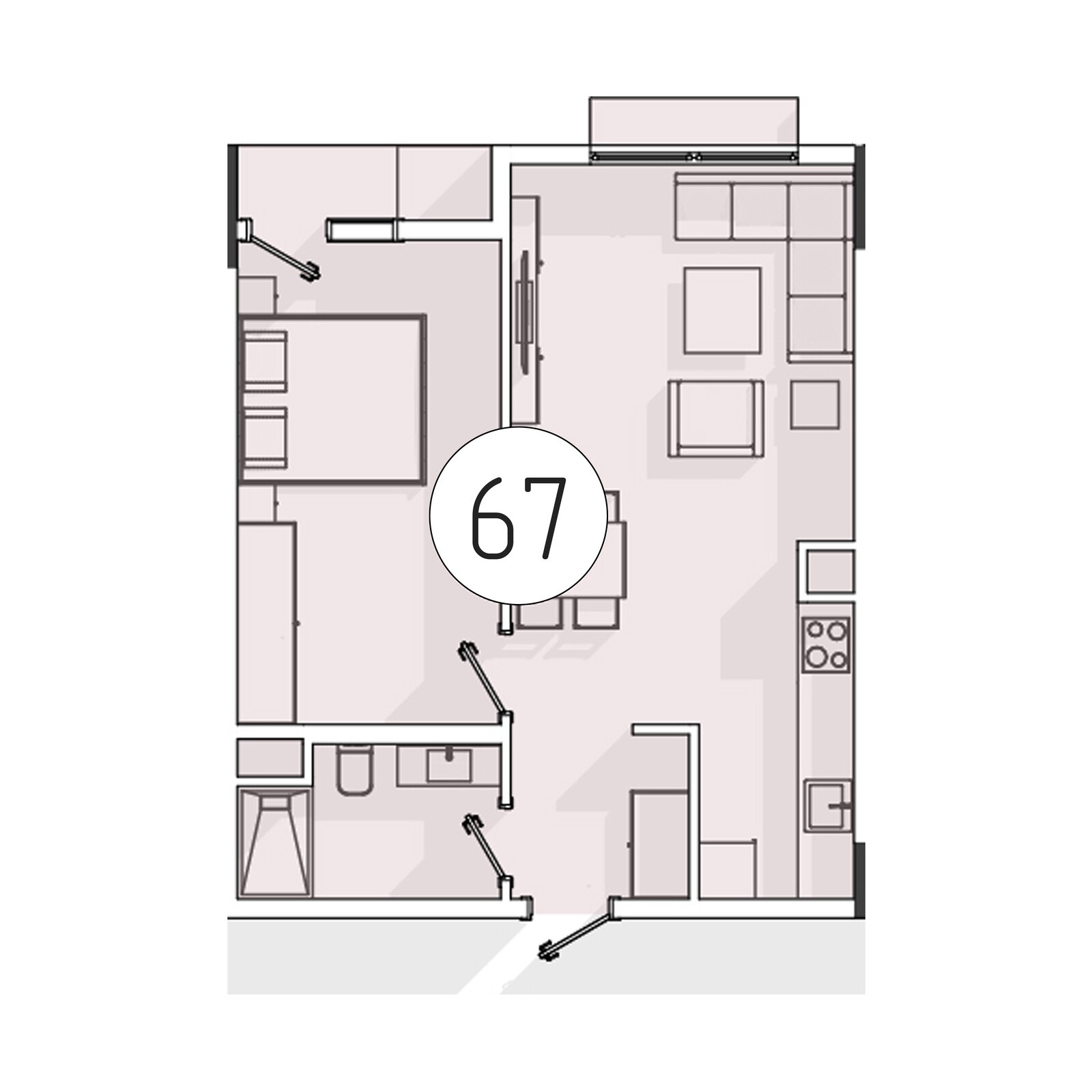 2-комнатная квартира, 47.3 м² — планировка