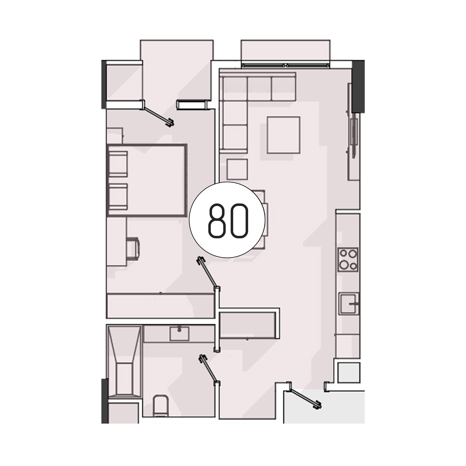 2-комнатная квартира, 49.5 м² — планировка