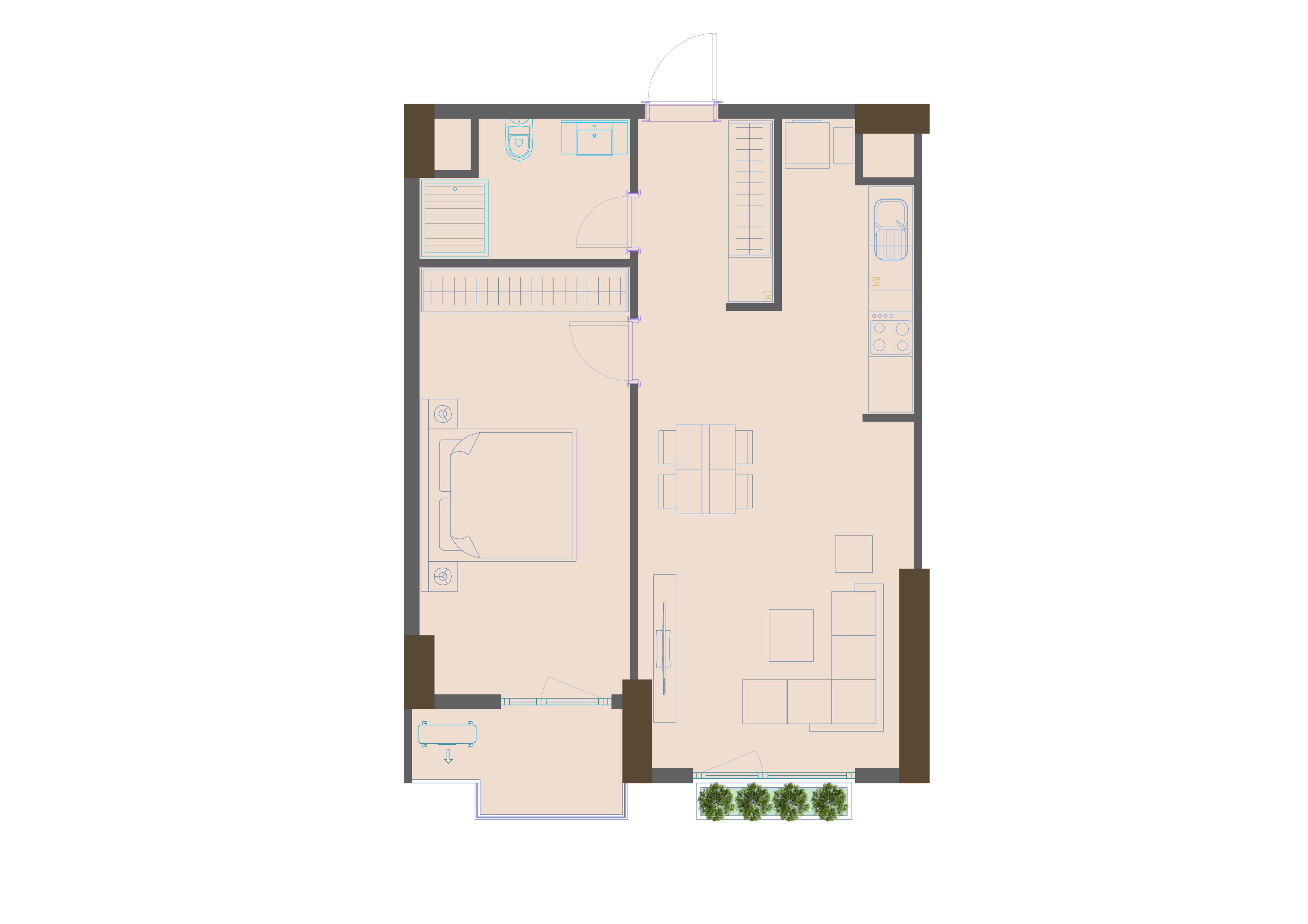 2-комнатная квартира, 57.3 м² — планировка