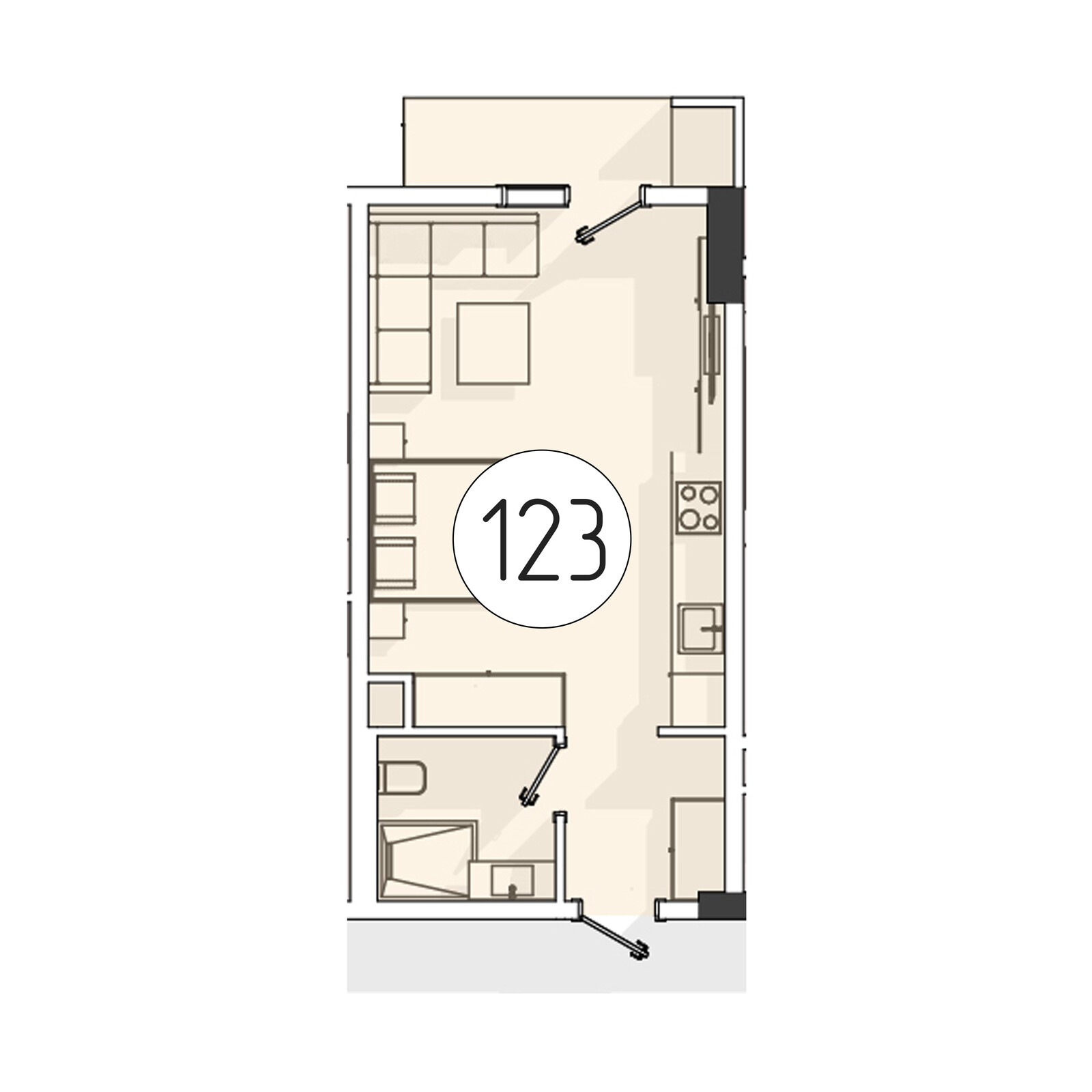 1-комнатная квартира, 32.6 м² — планировка
