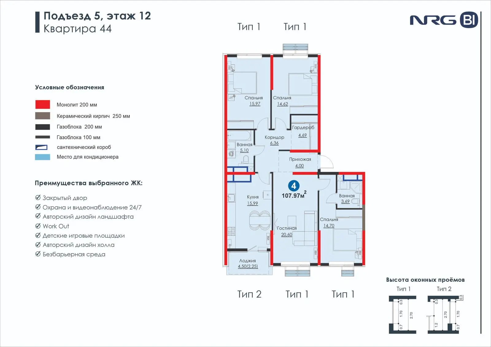 4-комнатная квартира, 108 м² — планировка