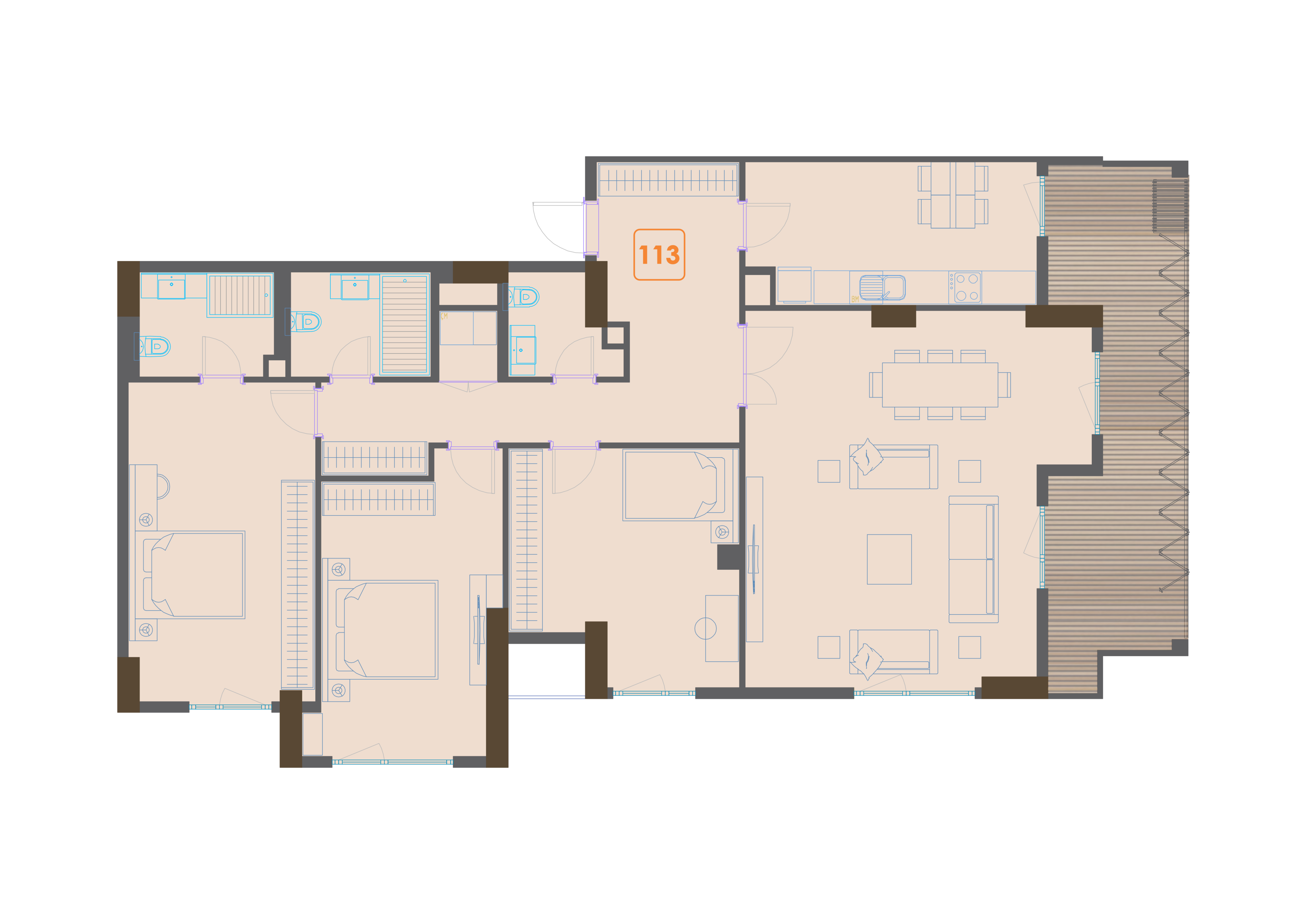 4-комнатная квартира, 161.1 м² — планировка