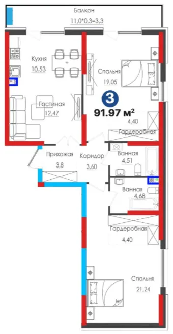 3-комн