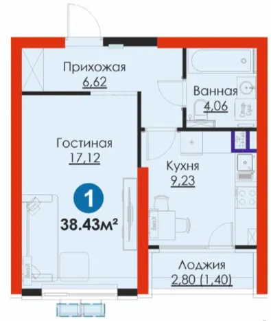 1-xonali 38.43 m²