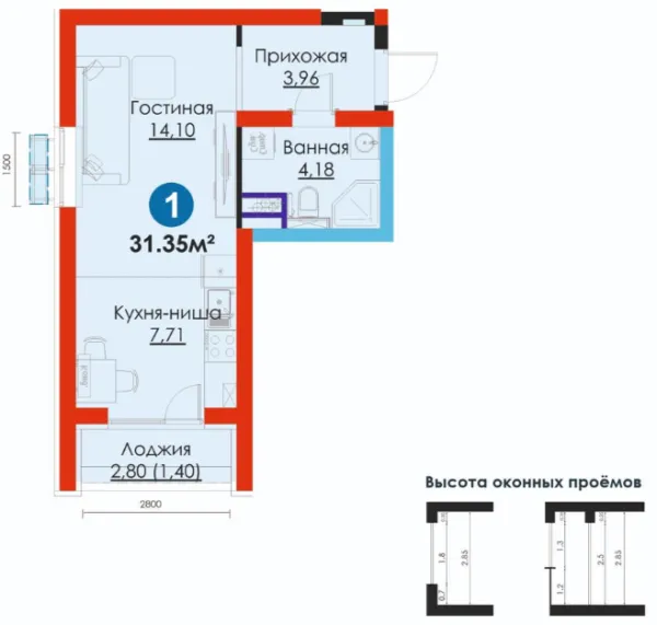 1-xonali 31.35 m²