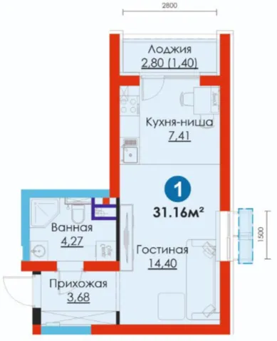 1-xonali 31.16 m²