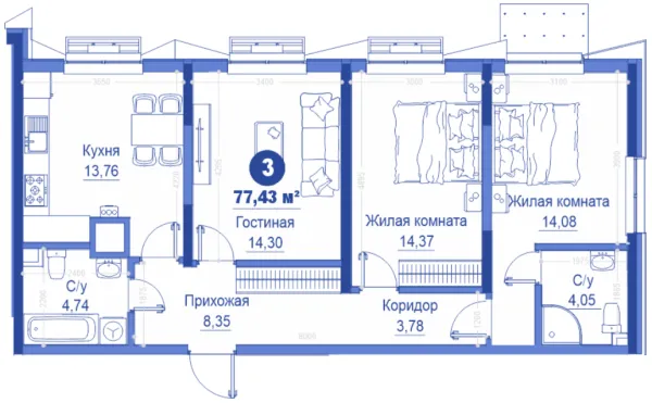 3-комн